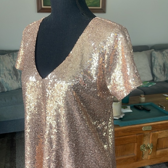 Lulus Light up the Night Champagne sequin dress - Picture 6 of 15